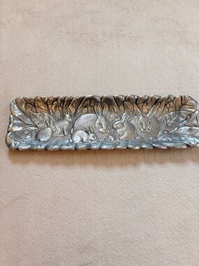 Arthur Court Bunnies Silver Aluminum Tray